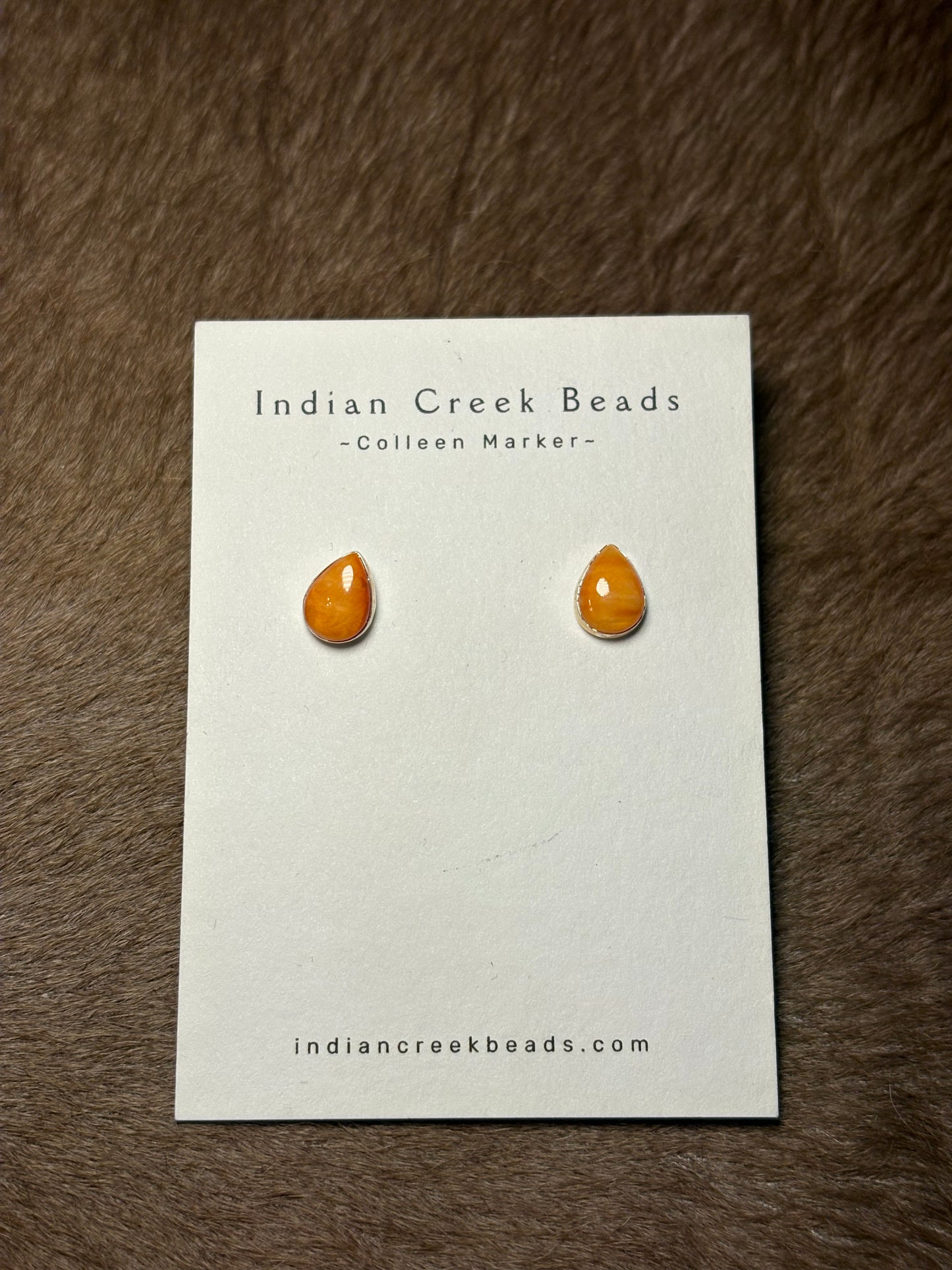 Orange Spiny Teardrop Studs