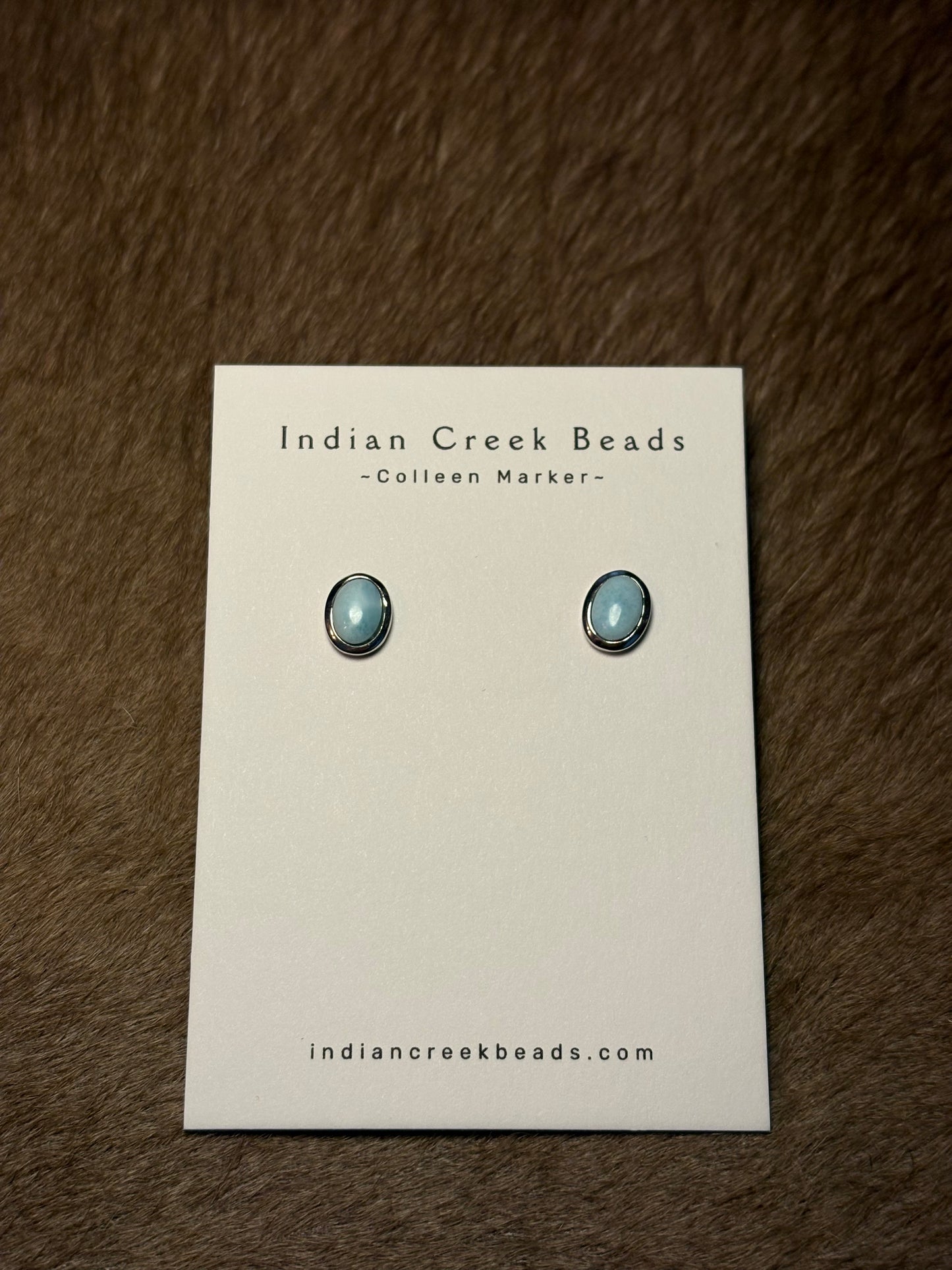 Larimar Oval Studs