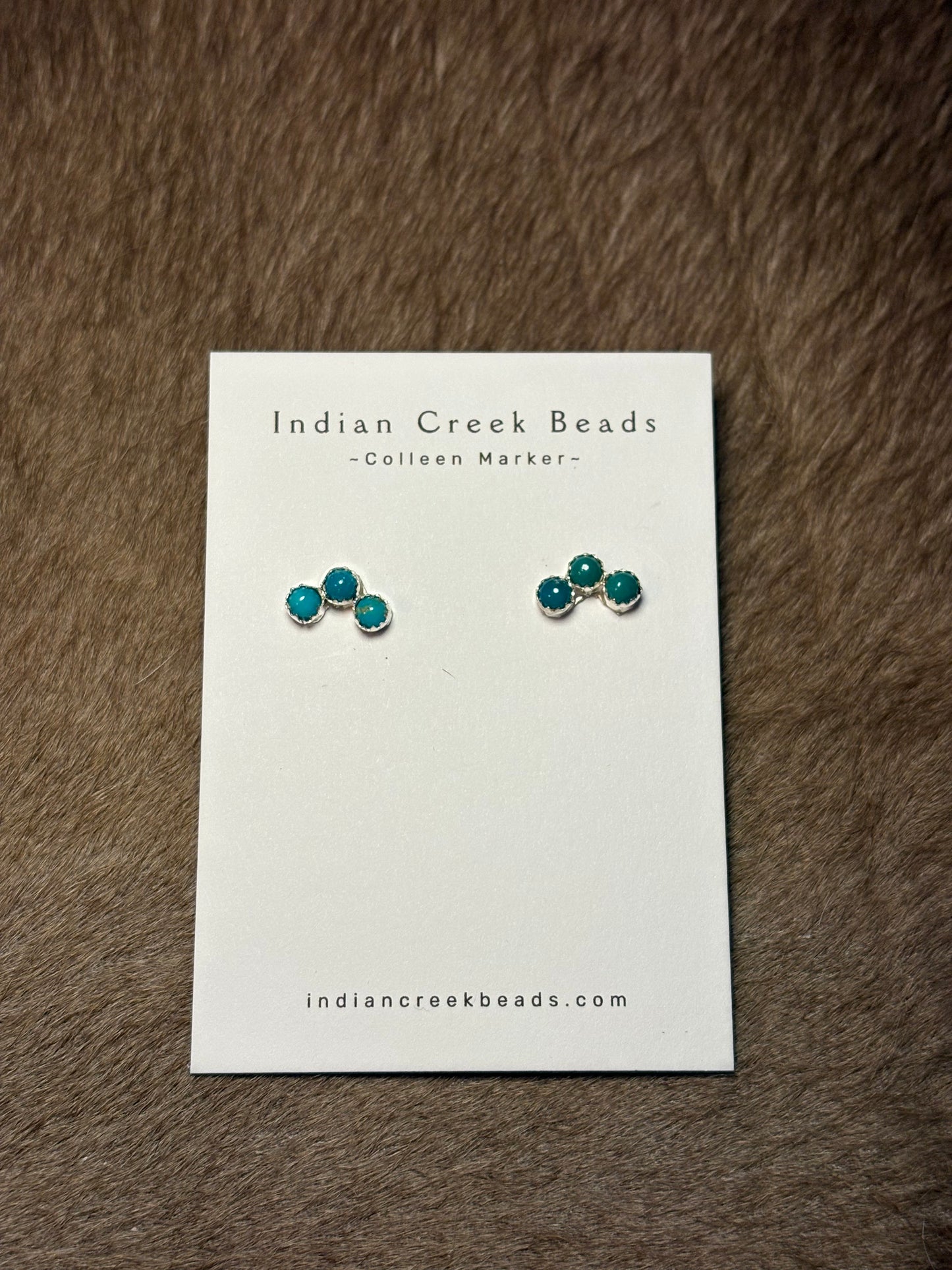 3 Stone Dainty Turquoise Crawler Earrings
