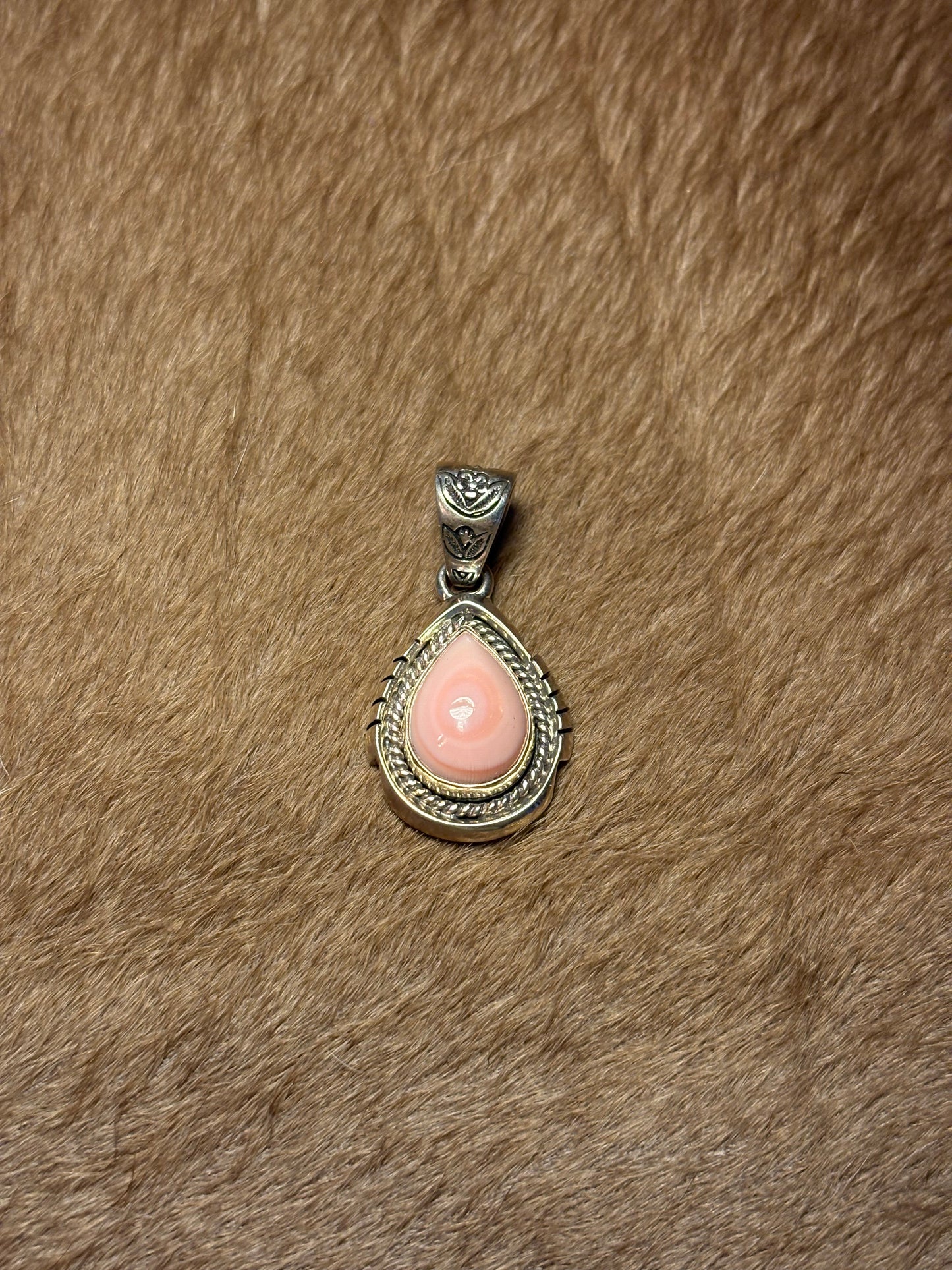 Pink Conch Teardrop Pendant