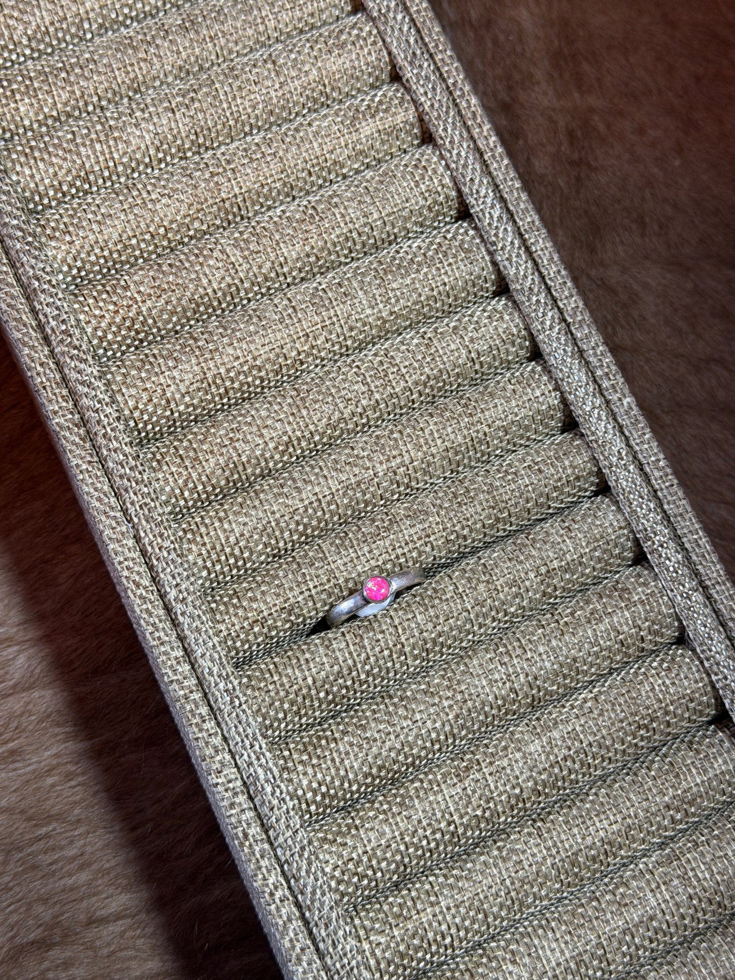 Sz 8 Pink Opal Stacker Simple Ring