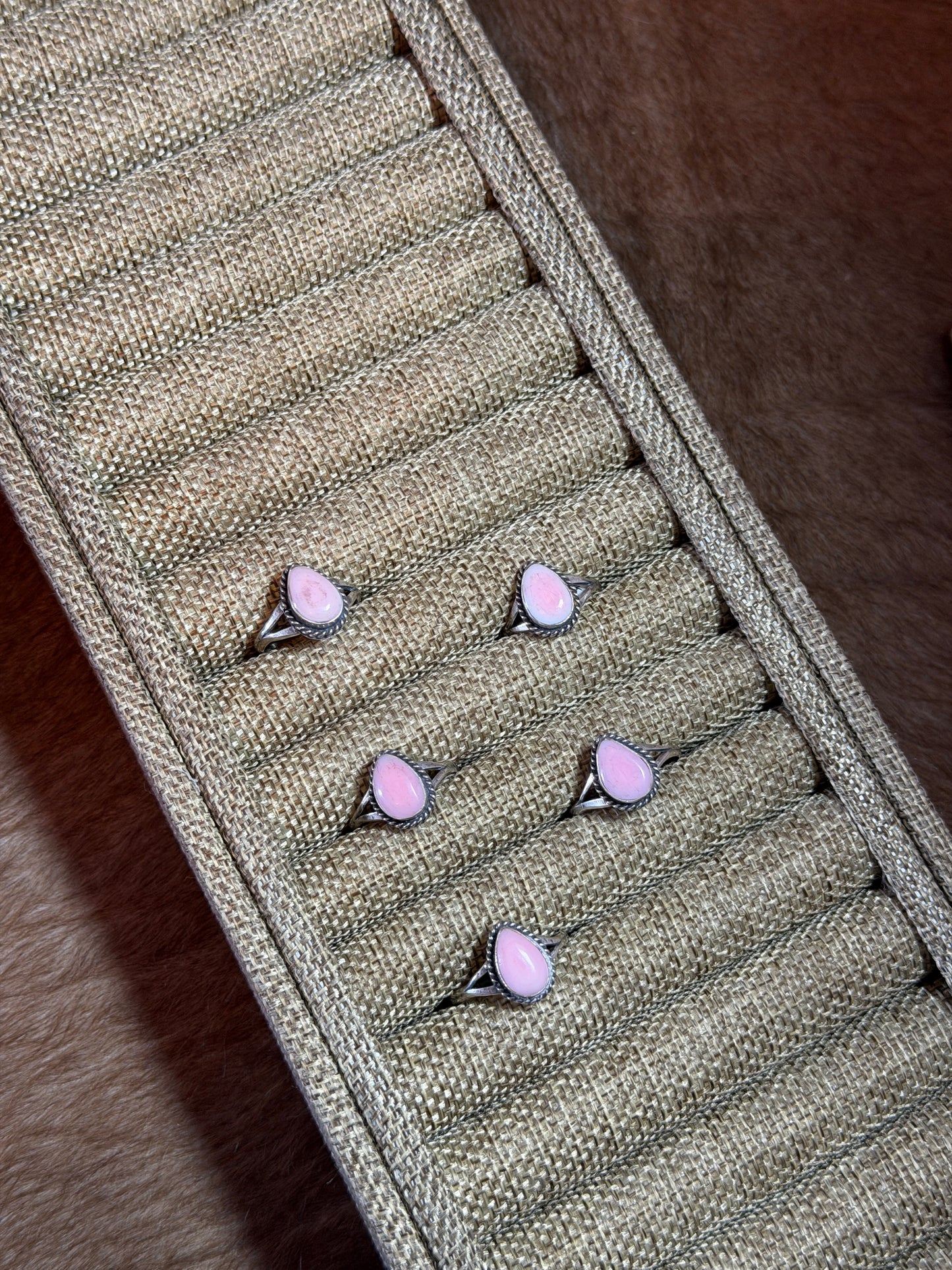 Pink Conch Teardrop Ring