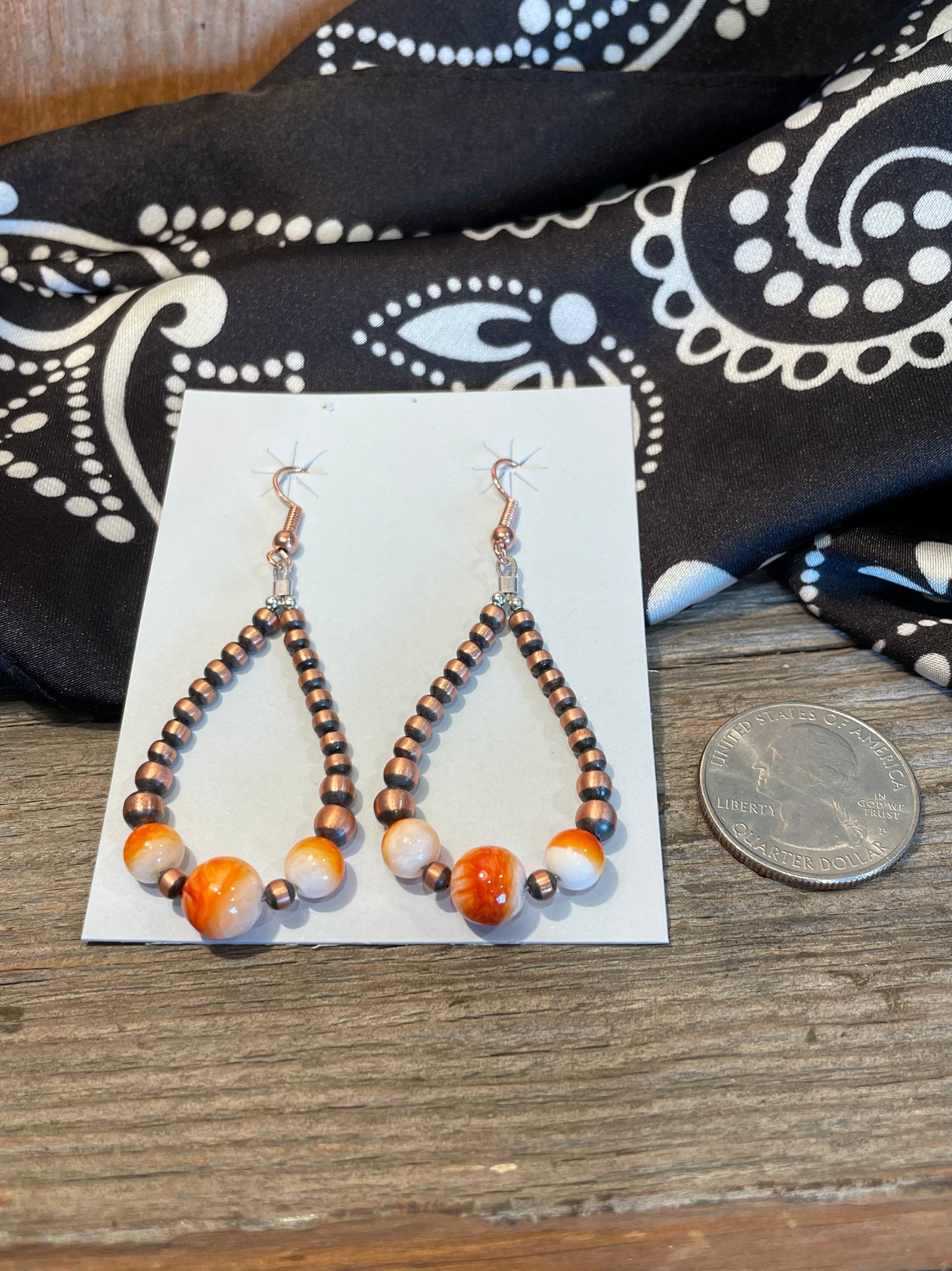 Copper and Orange Spiny Earrings