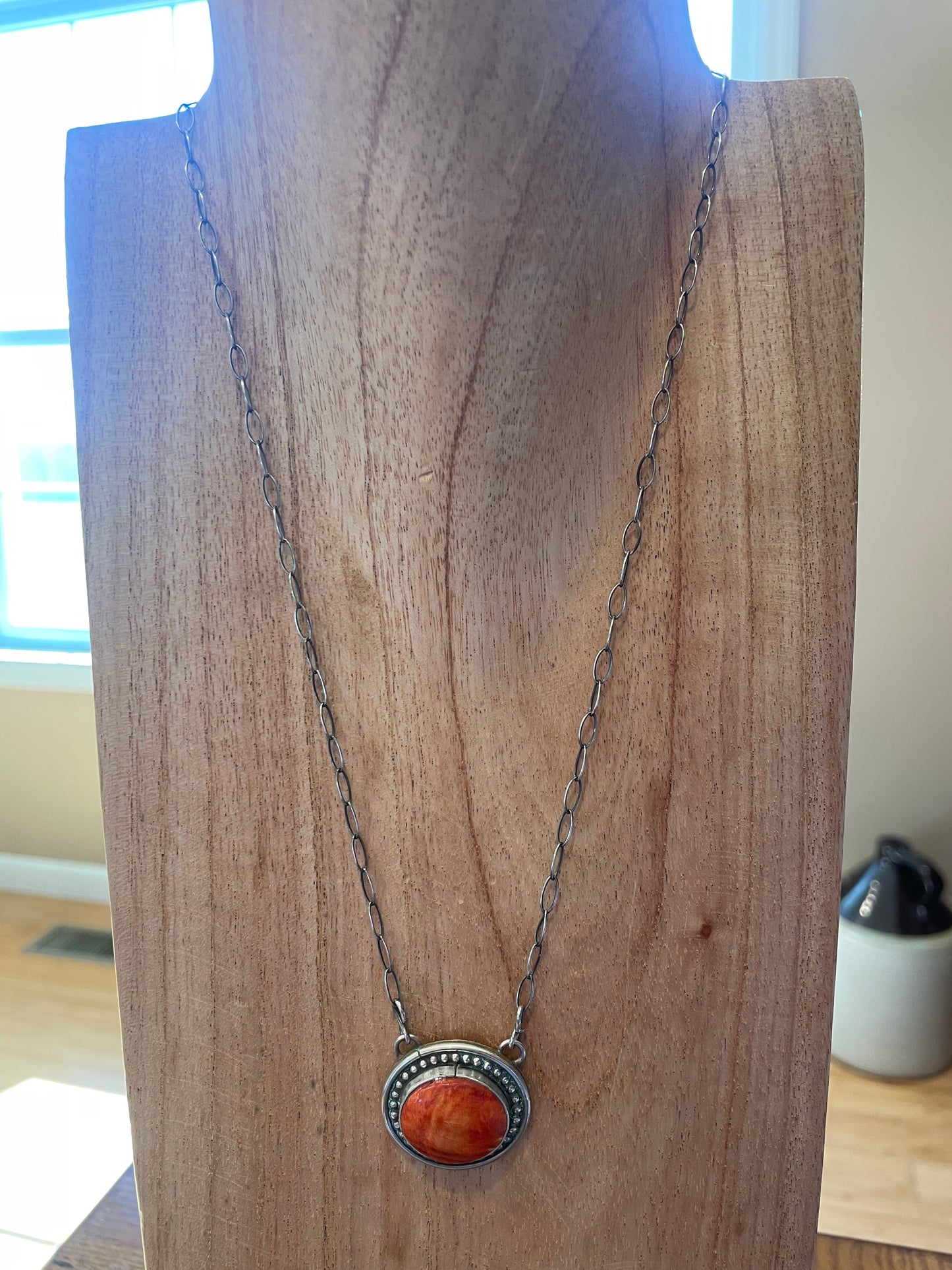 20" Red/Orange Spiny Bar Necklace