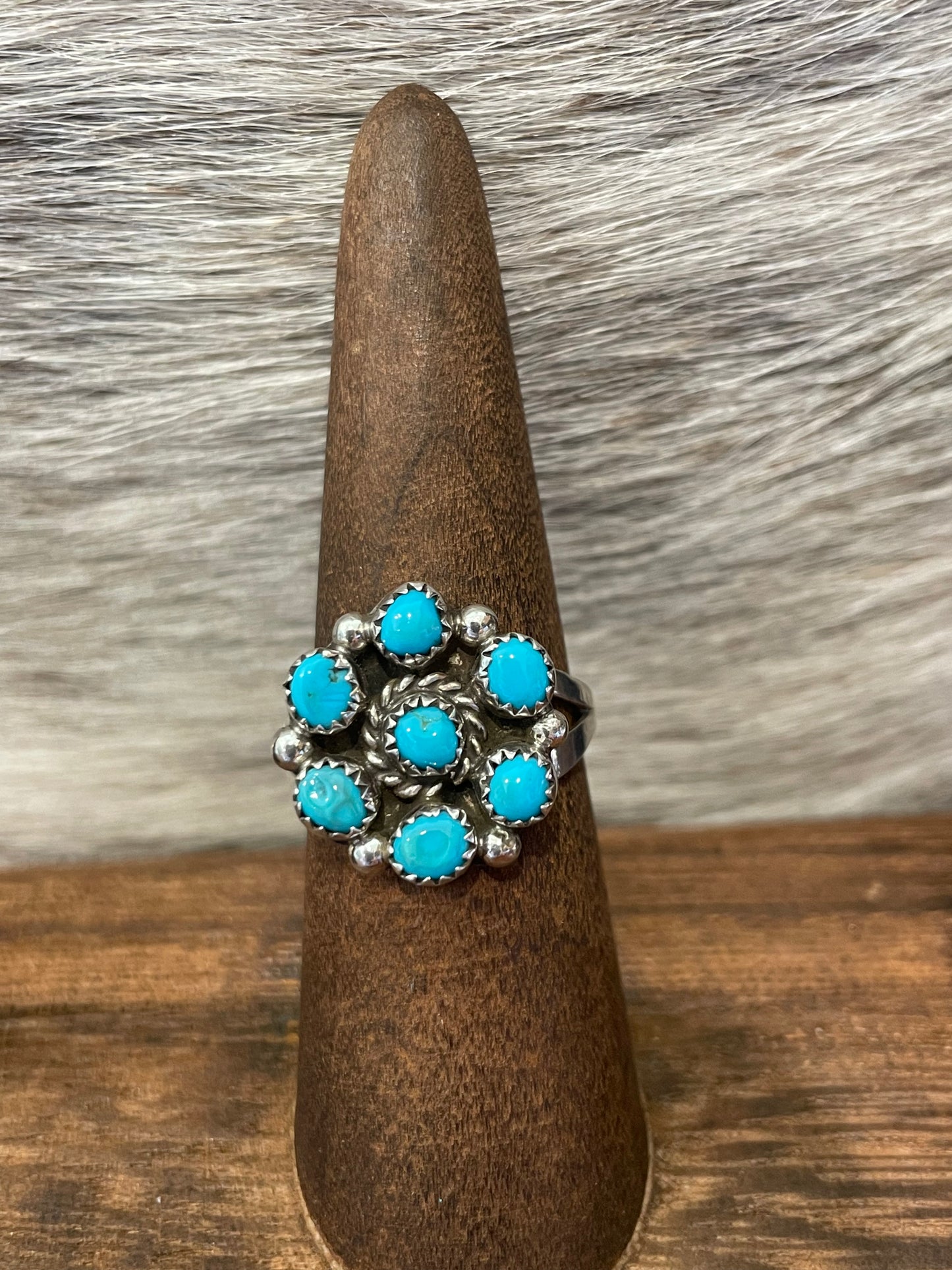 Turquoise Cluster Ring Size 7.75
