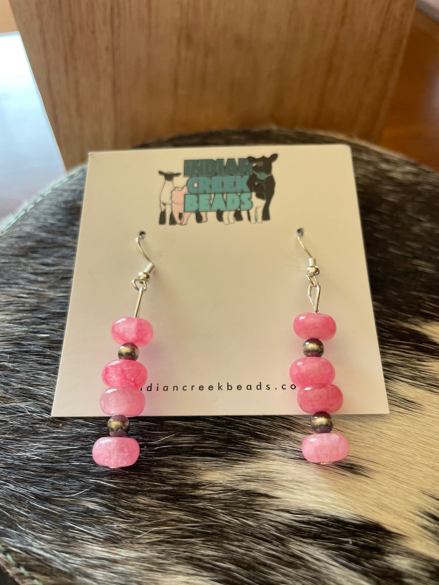 Pink Quartz w/ Sterling Pearl Dangle Earrings