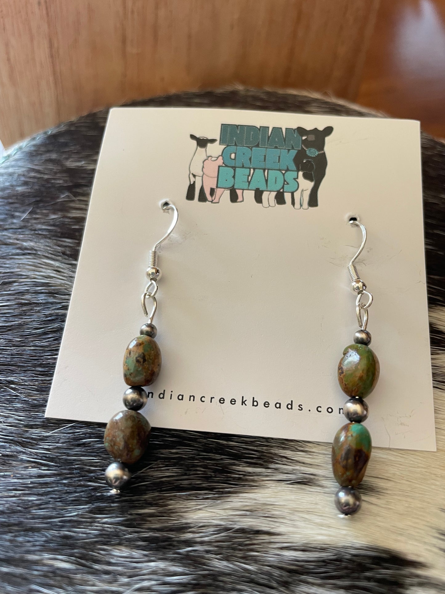 Genuine Turquoise w/ Sterling Pearl Dangle Earrings