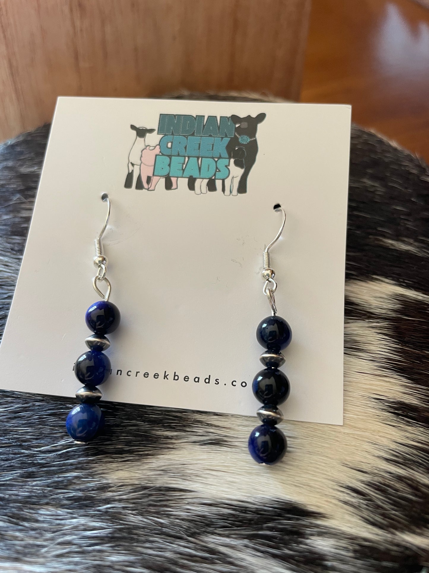 Blue Tiger Eye w/ Sterling Saucer Dangle Earrings