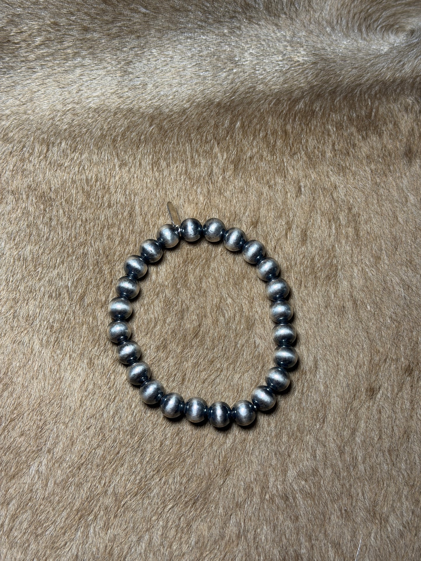 8mm Silver Plated Stretchy Pearls