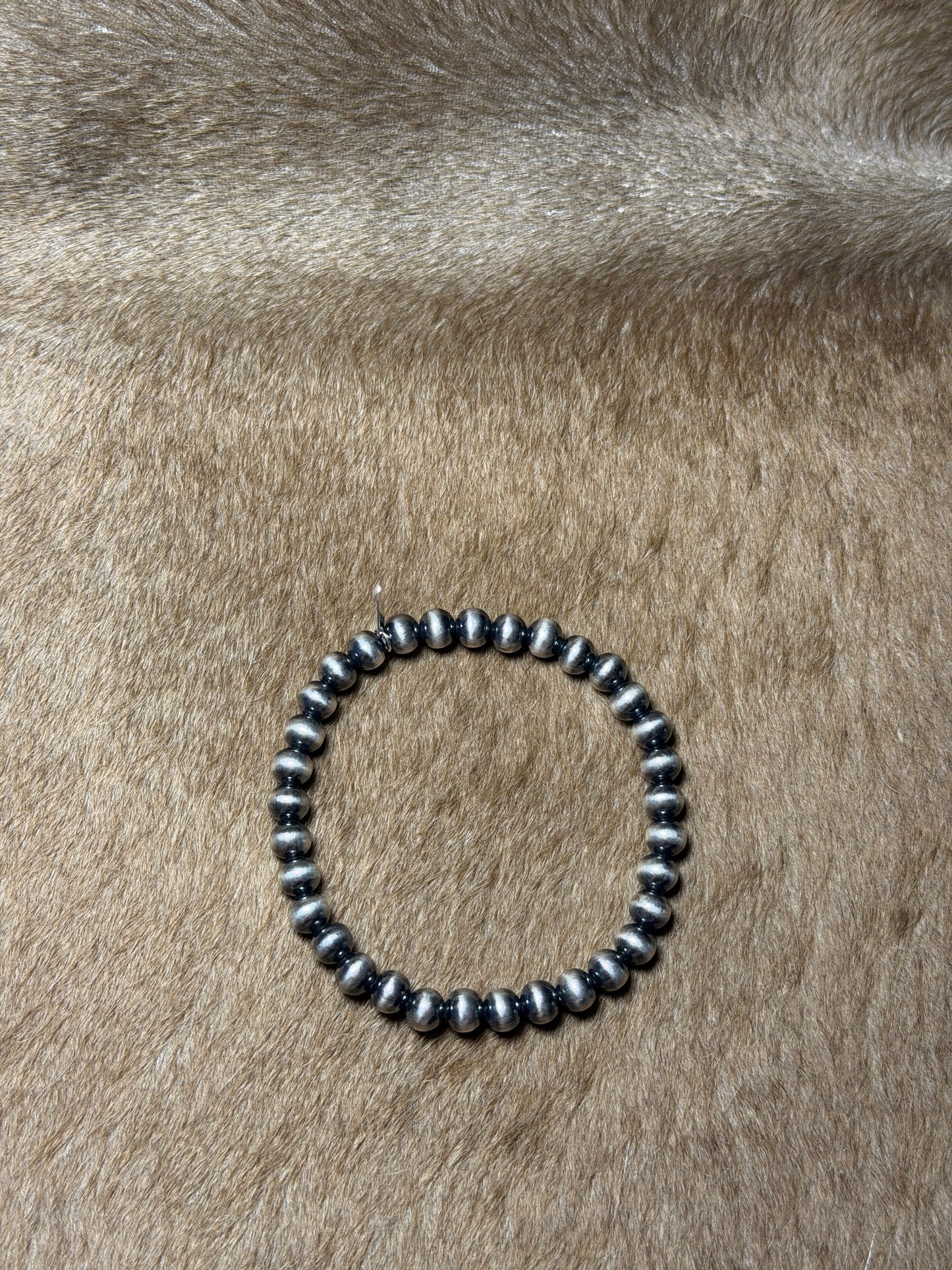 6mm Silver Plated Stretchy Bracelet