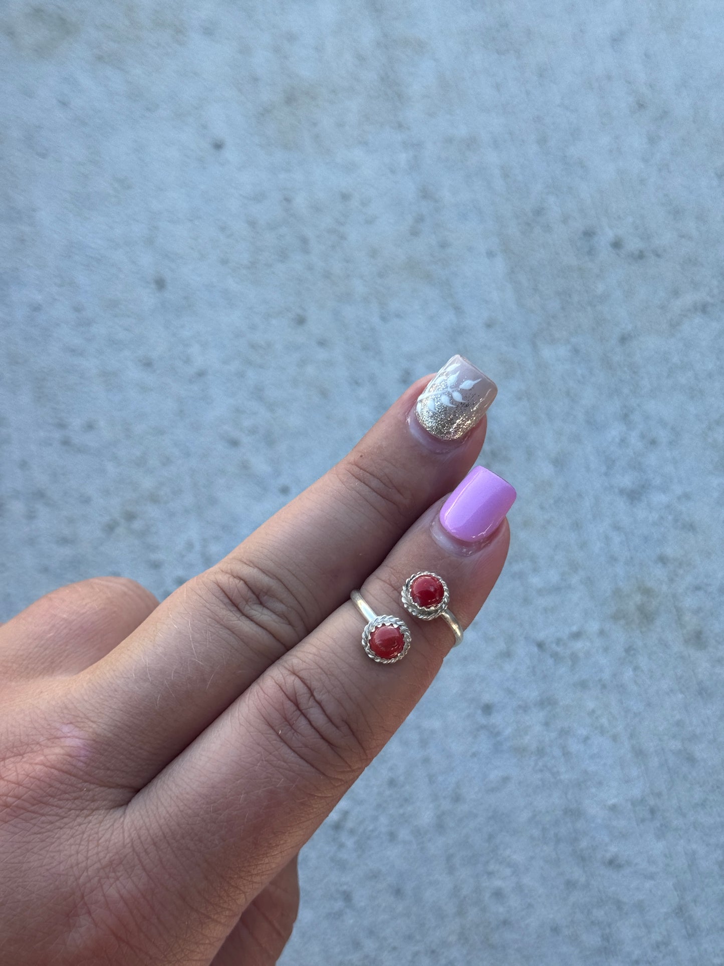 Red Spiny Adjustable Ring