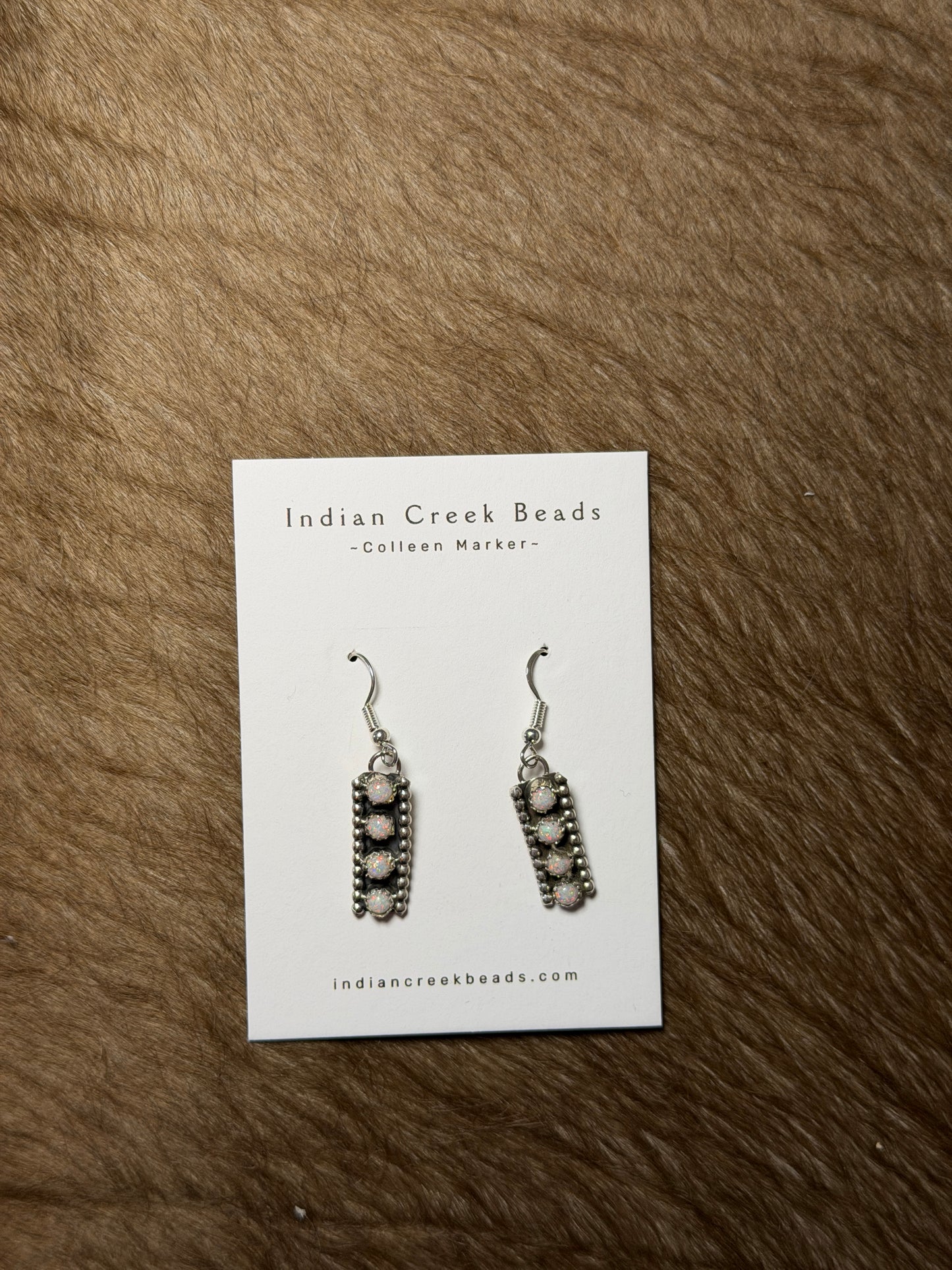 White Opal Beaded Dangle Earrings
