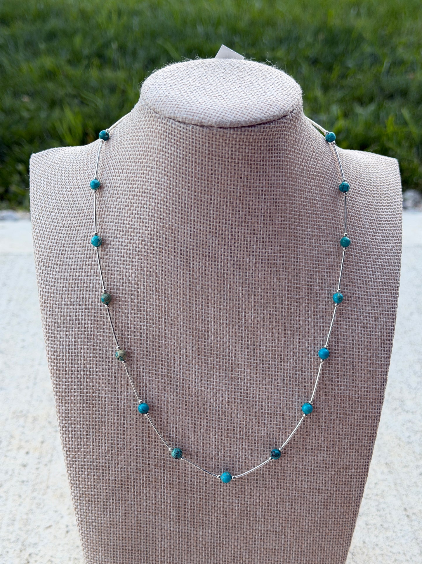 17" Liquid Silver & Turquoise