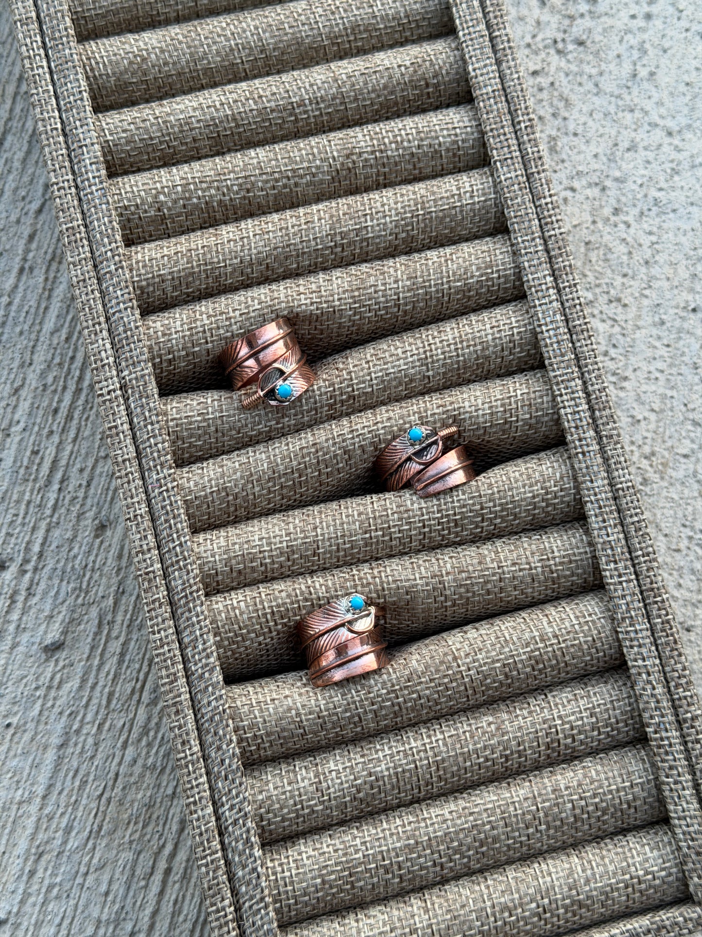 Copper Feather Adjustable Ring