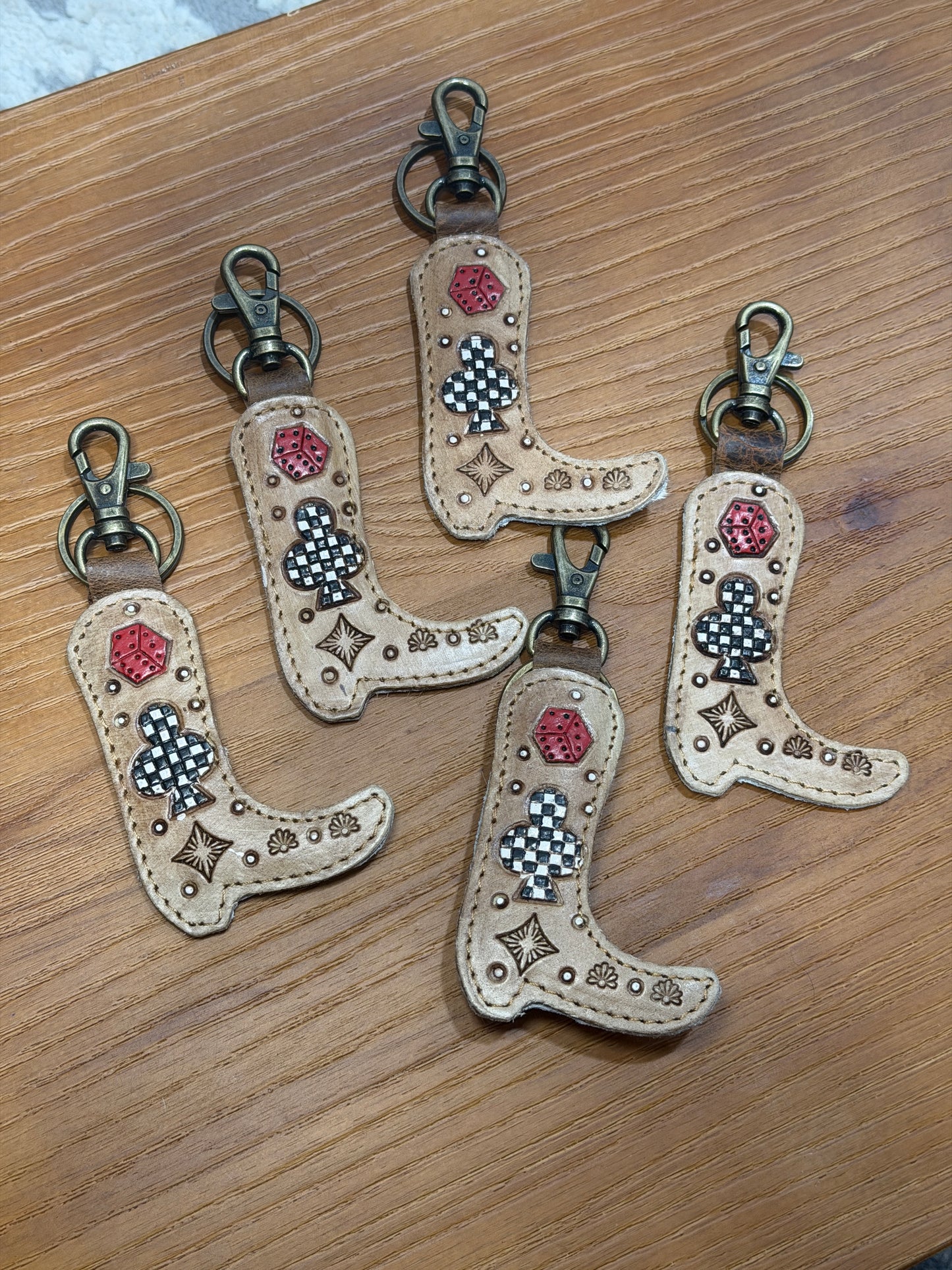 Boot w/Red Dice Checkered Keychain