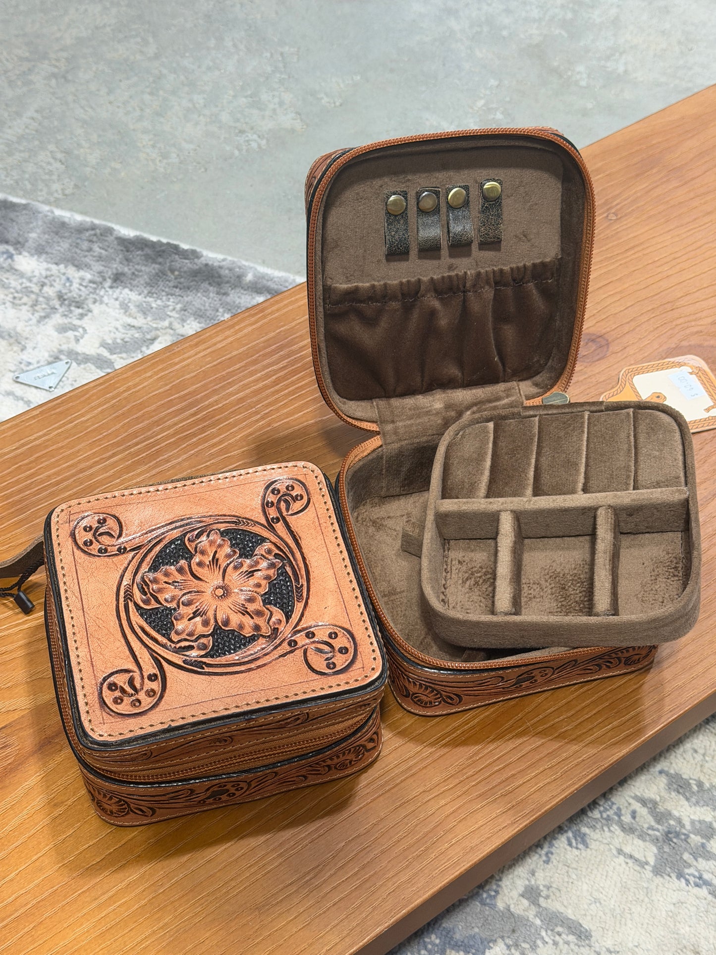 Floral Middle Tooled Jewelry Box