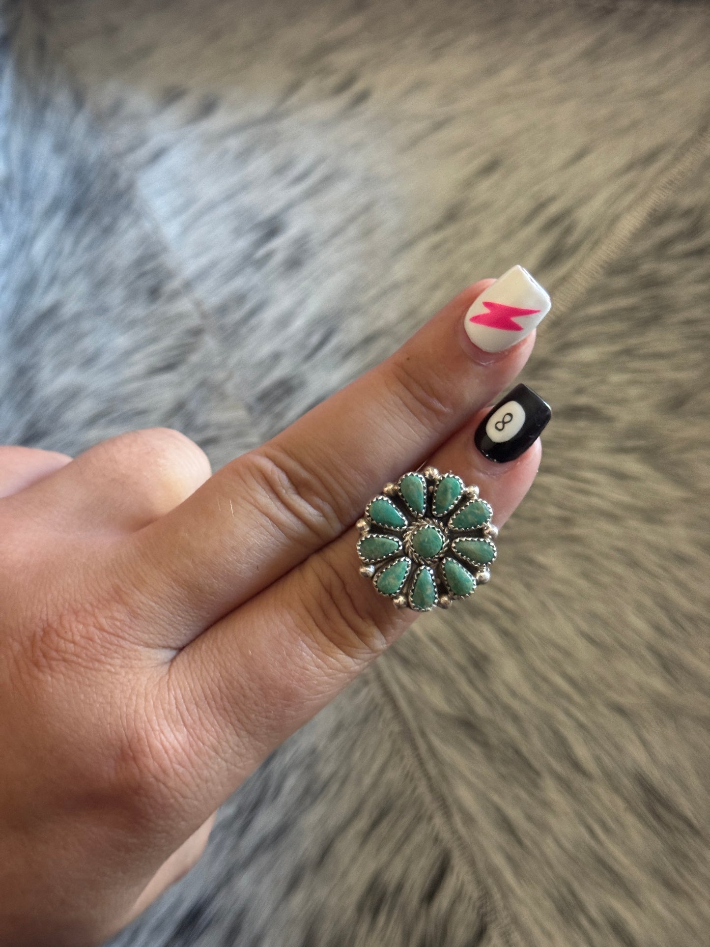 Genuine Green Cluster Adjustable Ring