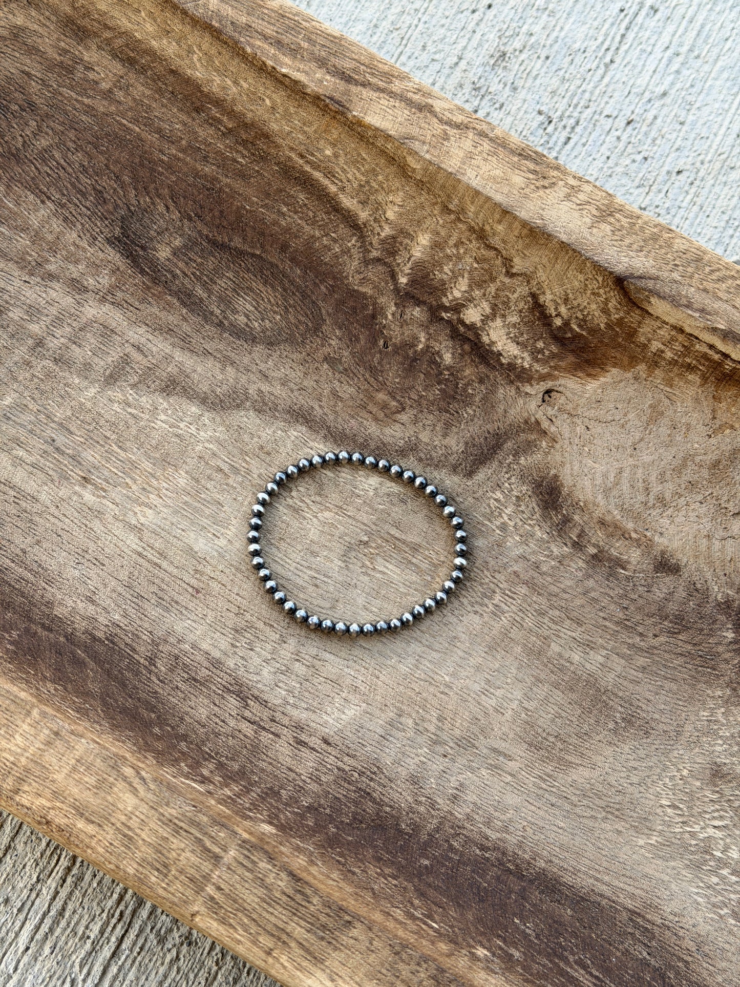 4mm Sterling Pearl Stretchy Bracelet