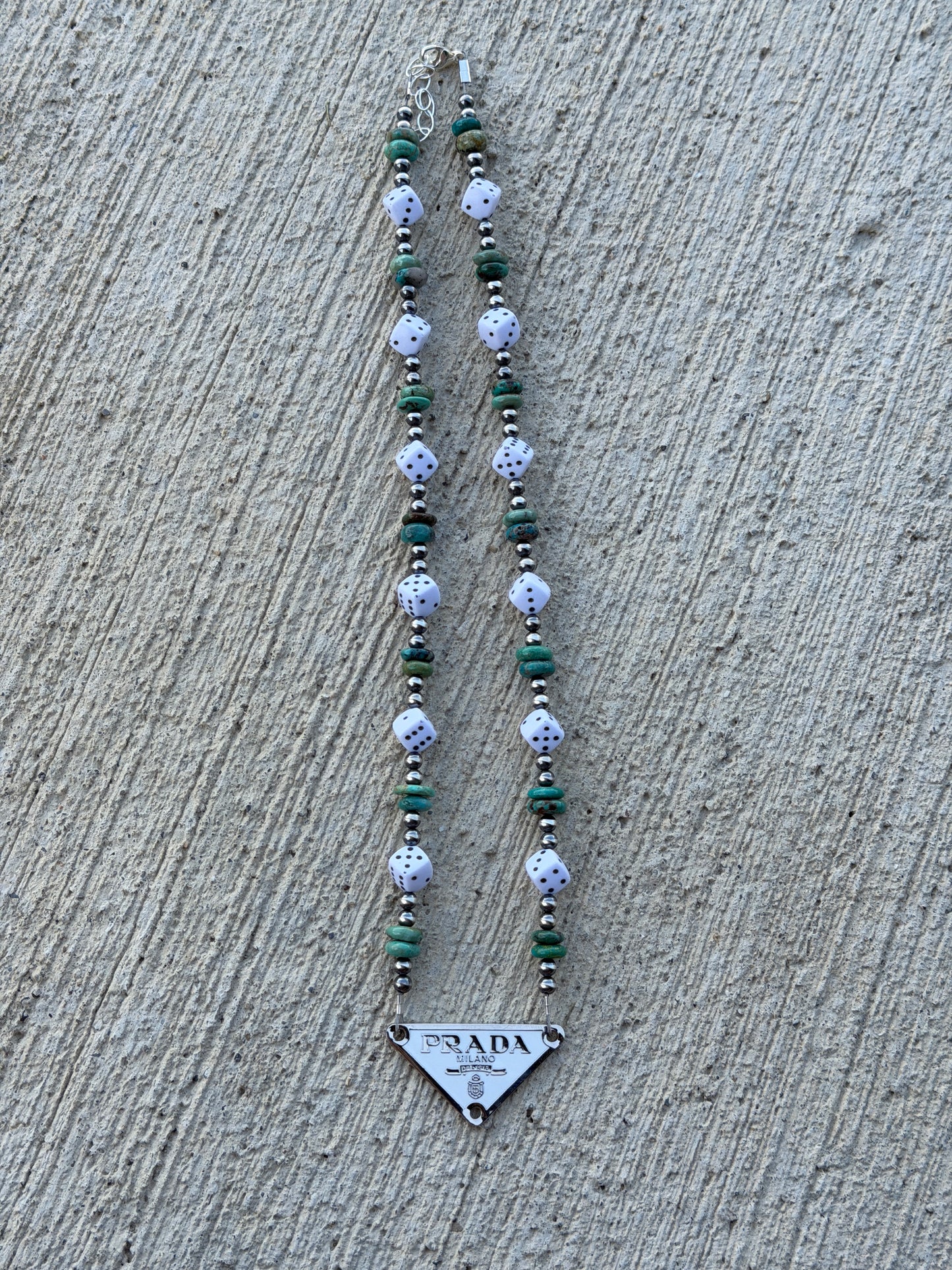 18-19.5" Turquoise, Dice, Designer Necklace