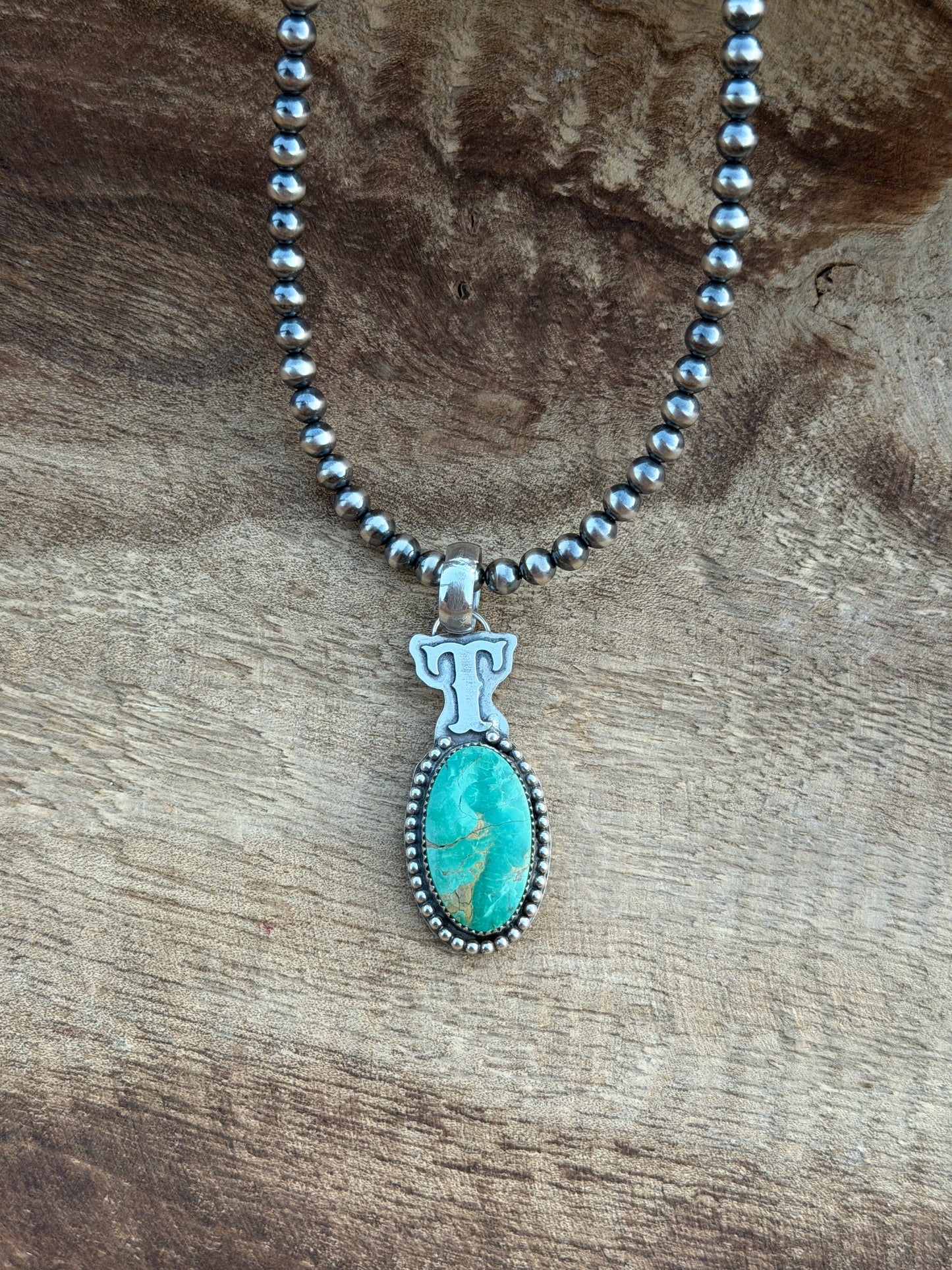 Initial "T" Turquoise Pendant
