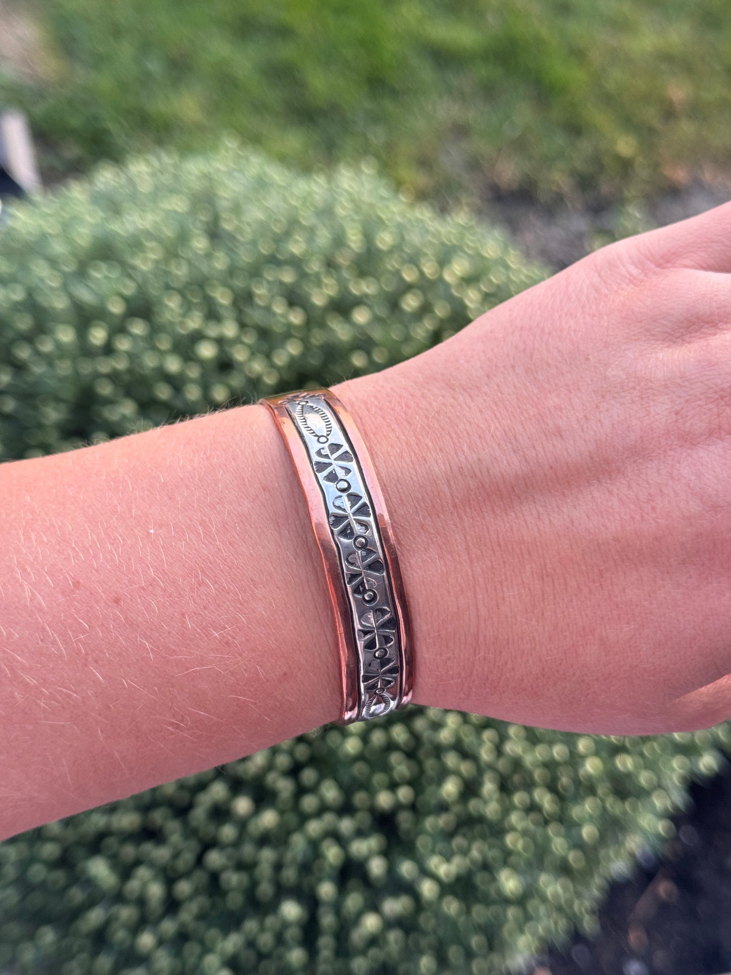 Copper Silver Cuff- Flower