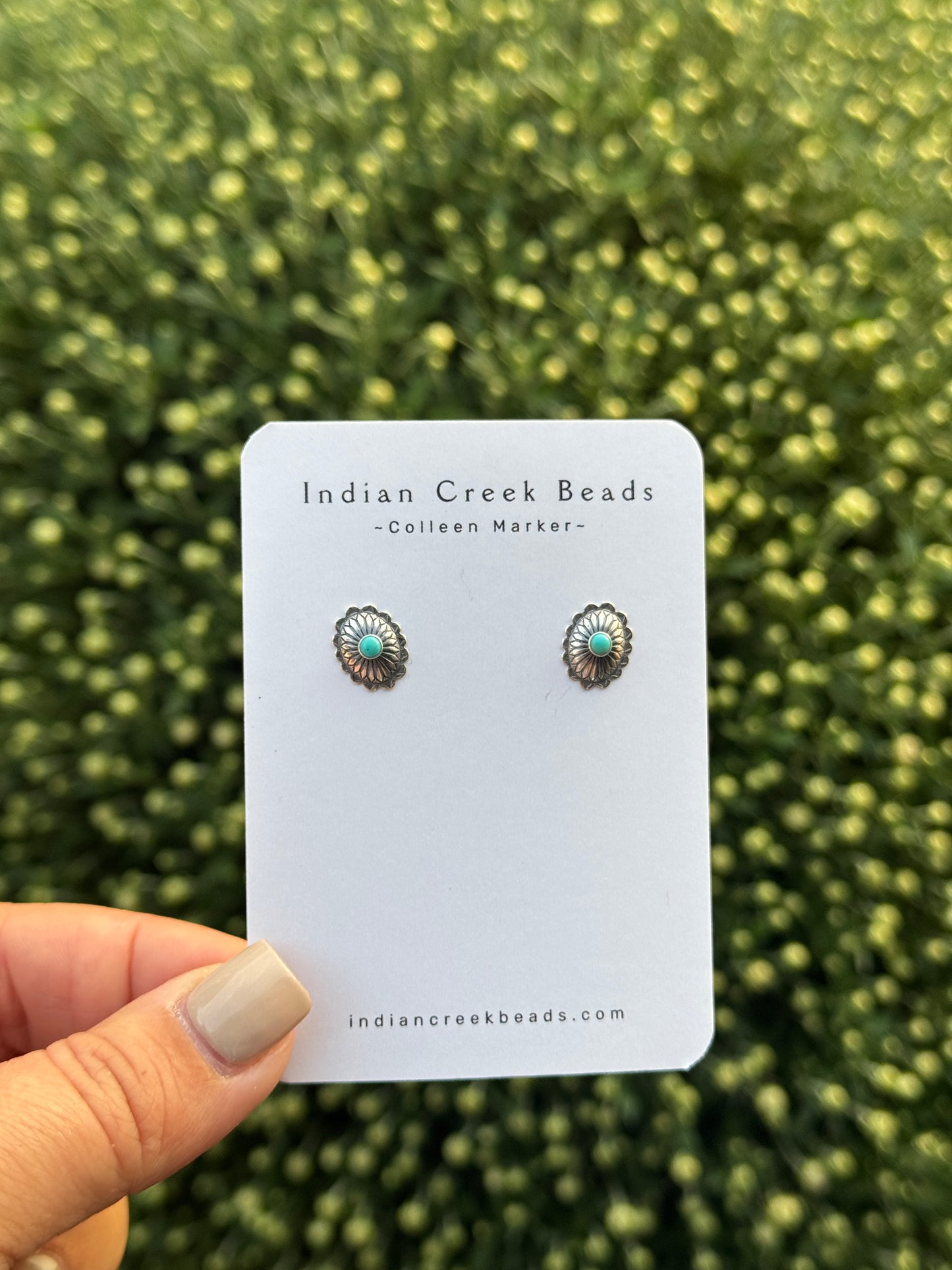 Dainty Concho & Turquoise Stud