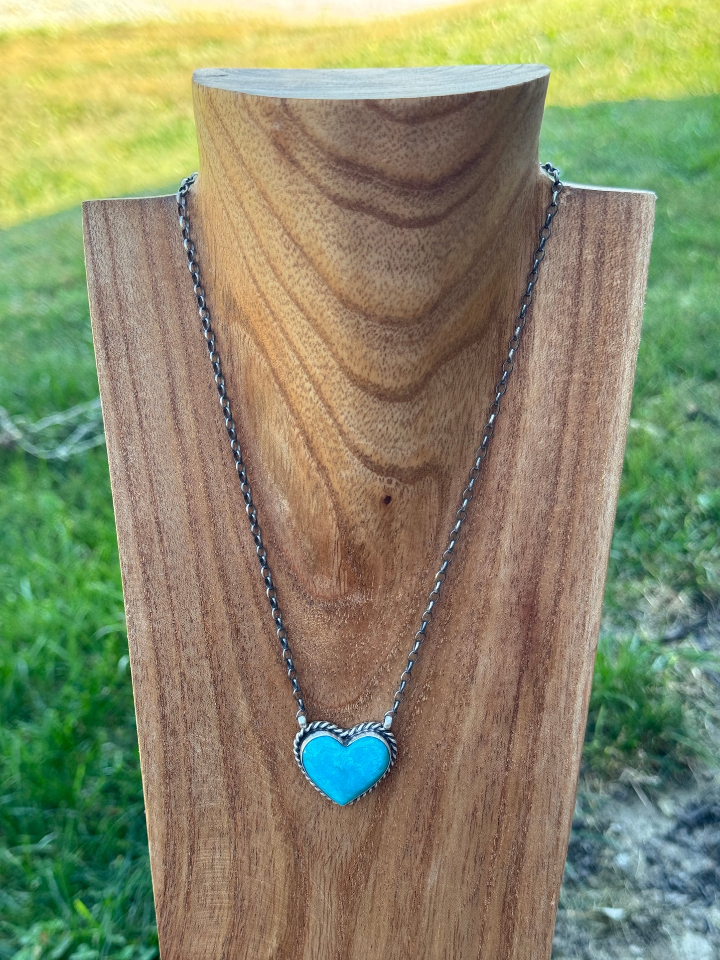 18" Blue Turquoise Heart Necklace