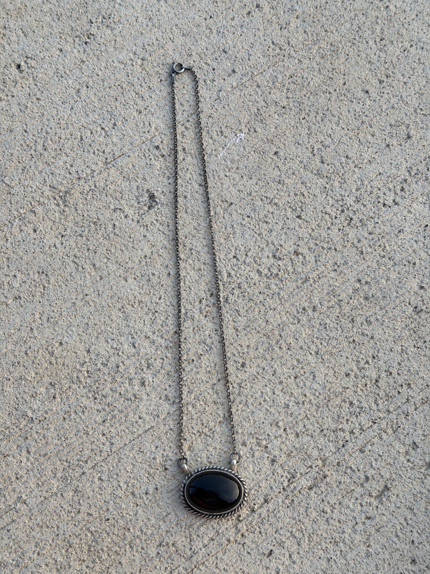 16" Black Onyx Bar Necklace