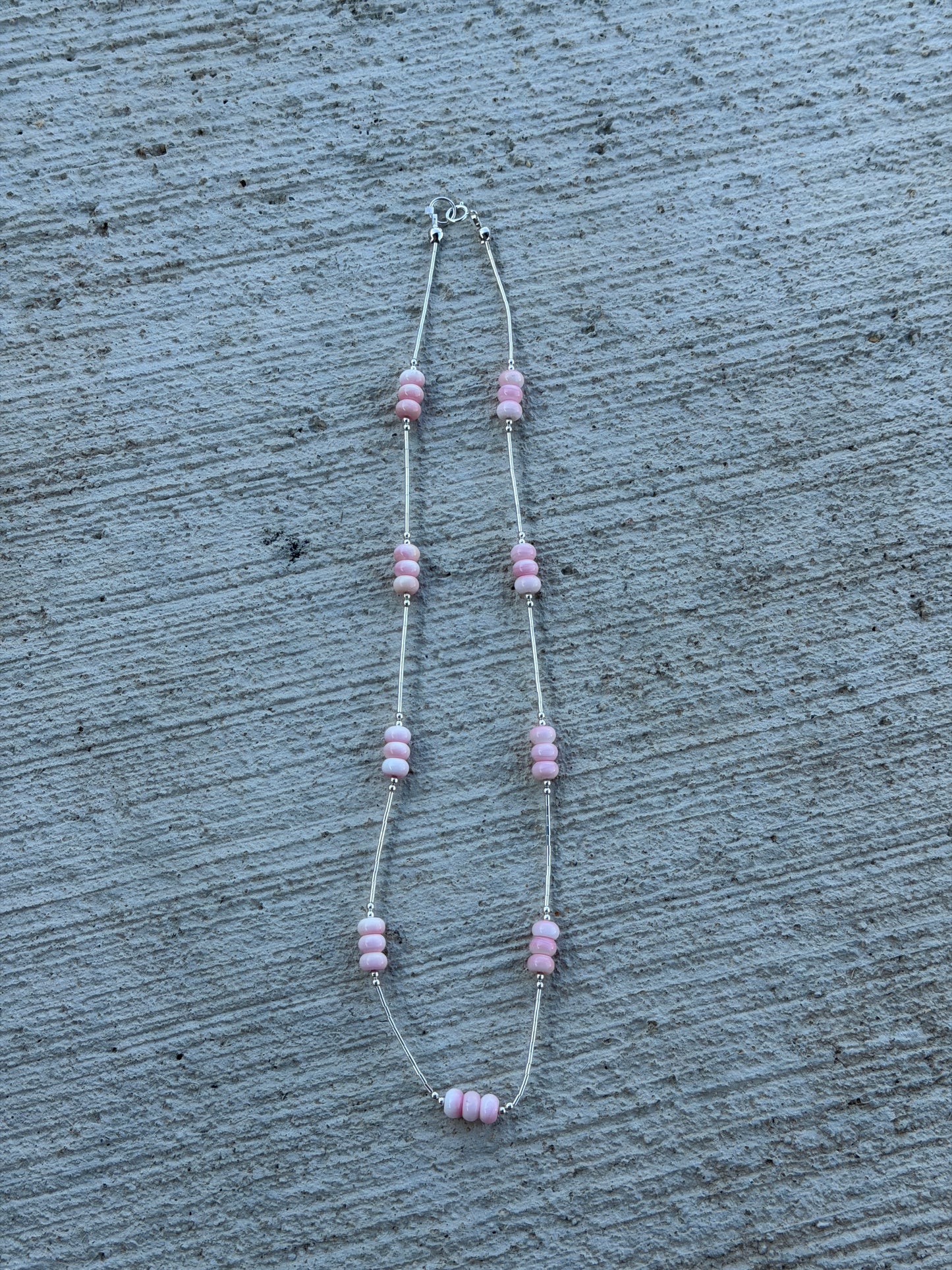 17" Liquid Silver Pink Conch Rondelle
