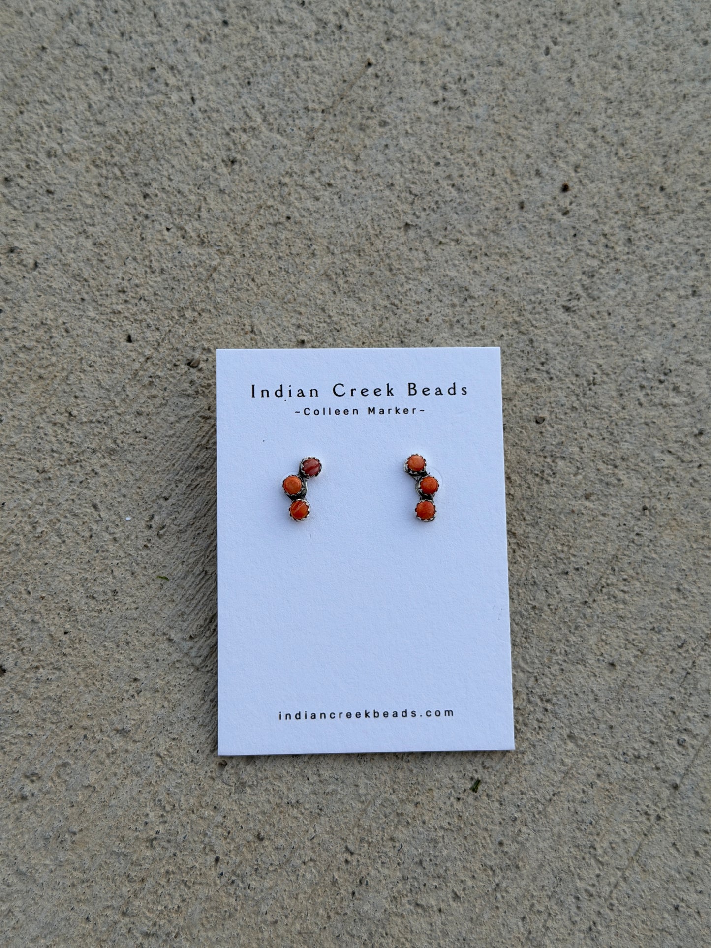 3 stone Orange Spiny Earrings