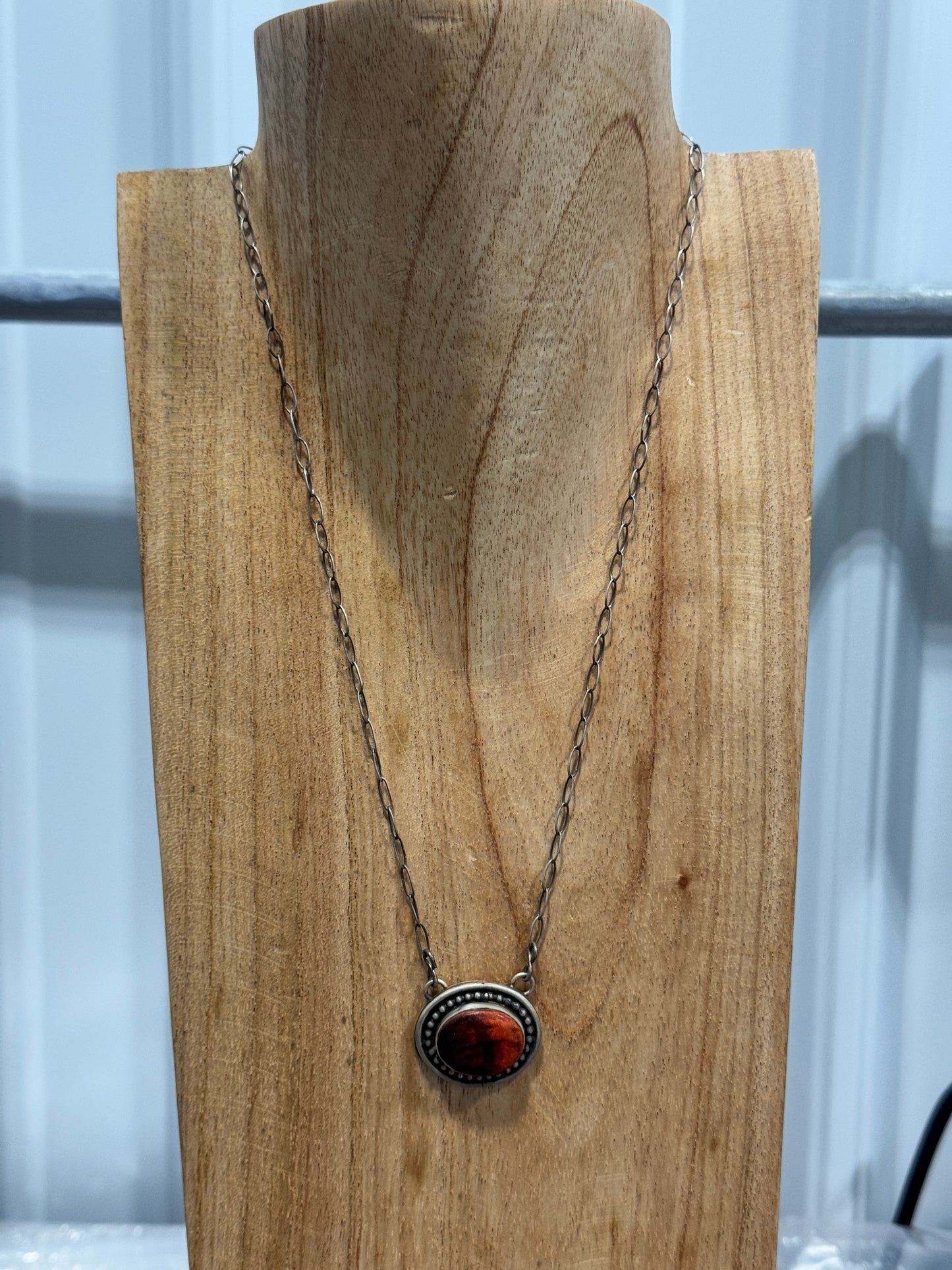 20" Orange Spiny Bar Necklace