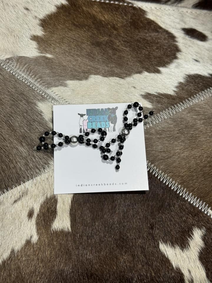 Black Onyx and Sterling Silver Pearl Bow Earrings