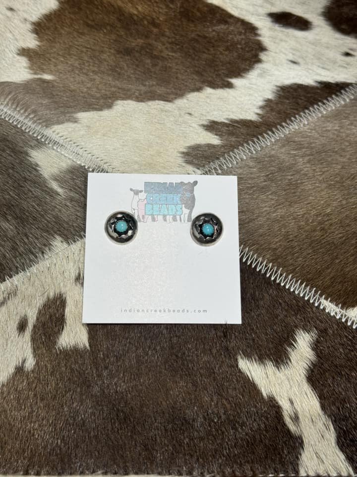 Kingman Turquoise Shadow Box Stud Earrings