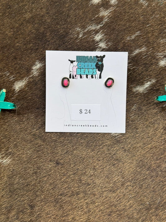 Hot Pink Opal Studs
