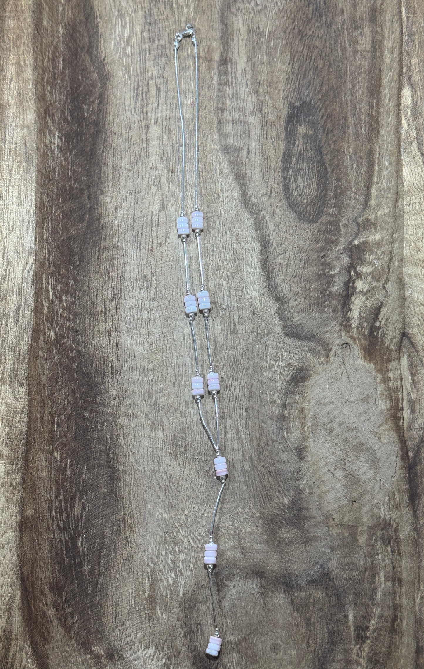 18” Liquid Silver & Pink Conch Lariat
