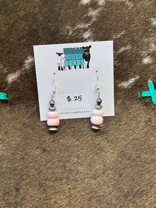 Pink Opal & Pearl Earrings