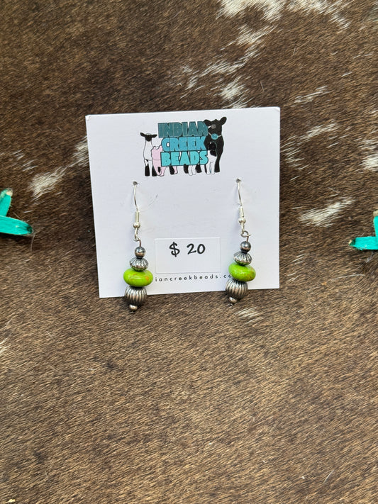 Green Mohave & Pearl Earrings