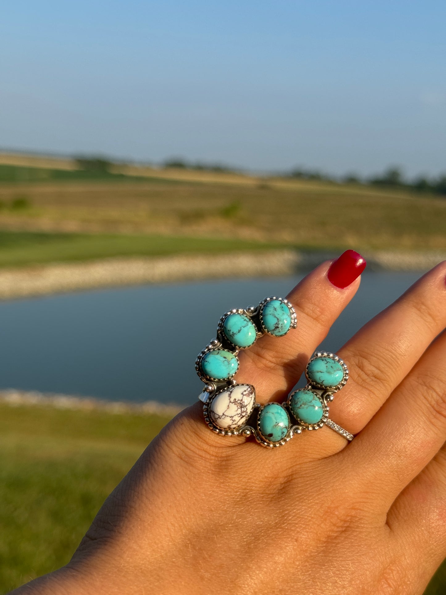 Kingman Turquoise & Wild Horse Adjustable Ring