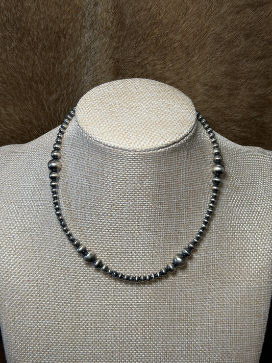 14” 4-8mm Silver Plated Pearls