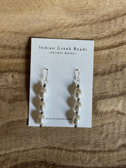 Freshwater Pearl & 3mm Sterling Pearl Earrings