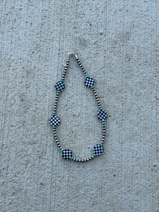 14.5-16" Turquoise & Checkered