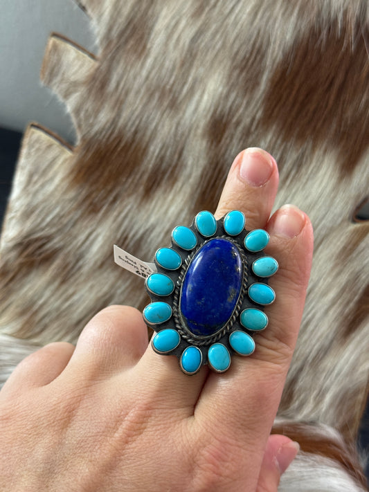 Blue Lapis & SBT Adjustable Ring