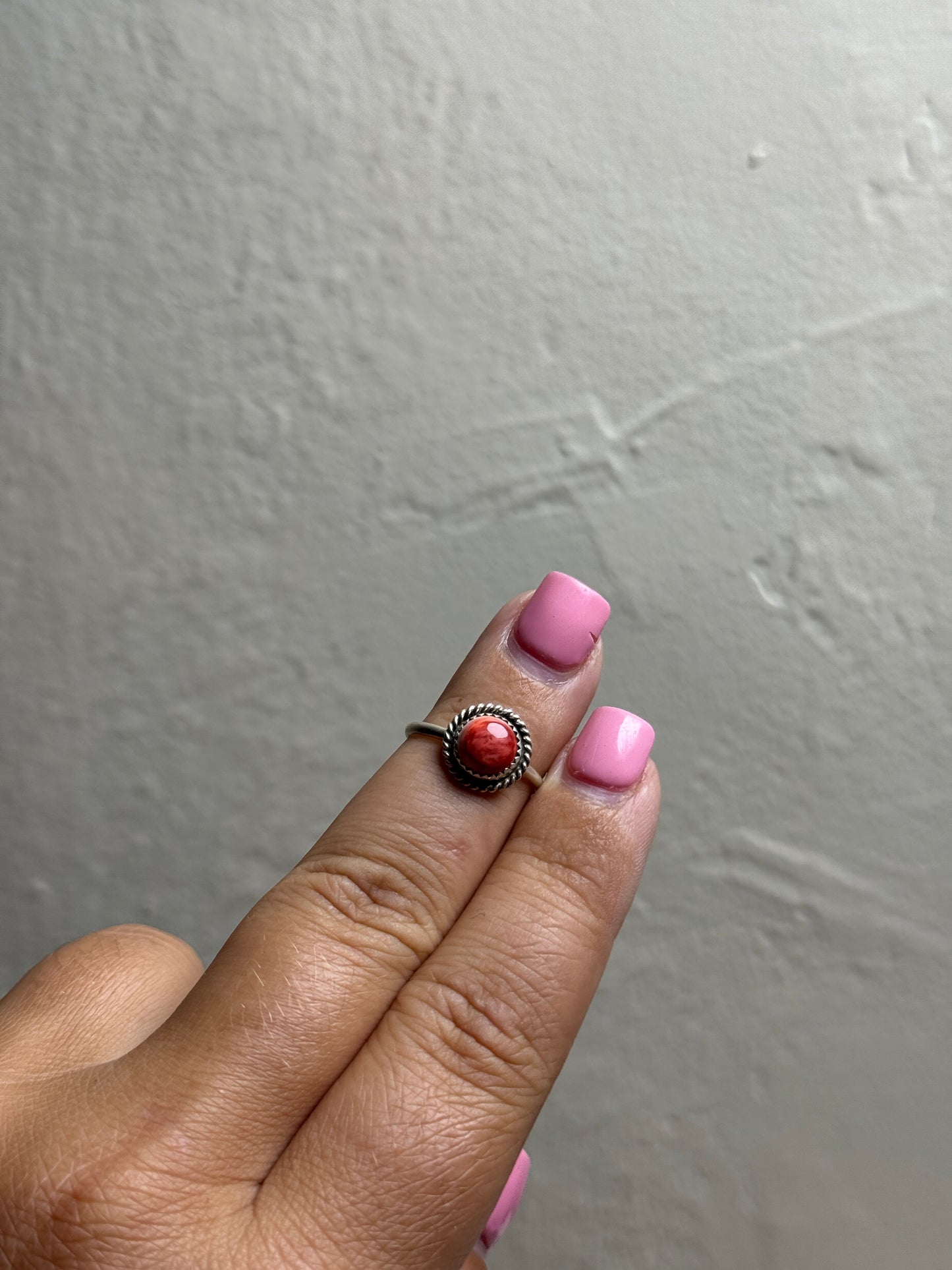 Red Spiny Sterling Stacker Ring
