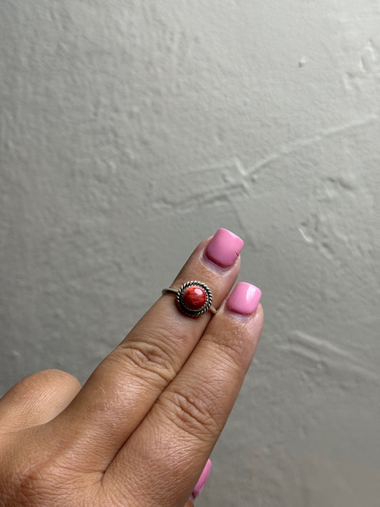 Red Spiny Sterling Stacker Ring