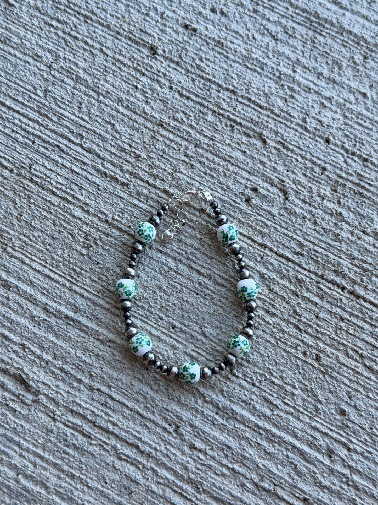 7-8” Pearl & Green Floral