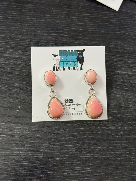 Pink Conch Dangles