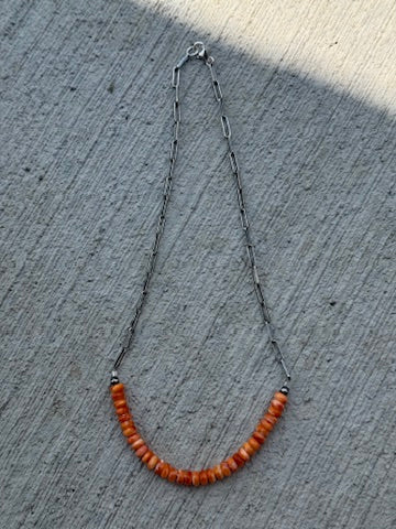 18" Orange Spiny Chain Necklace