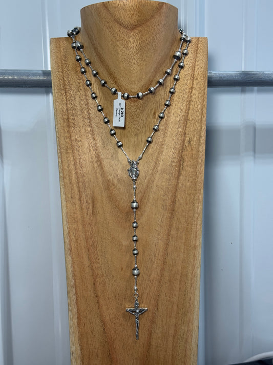 28" Sterling Silver Pearl Rosary