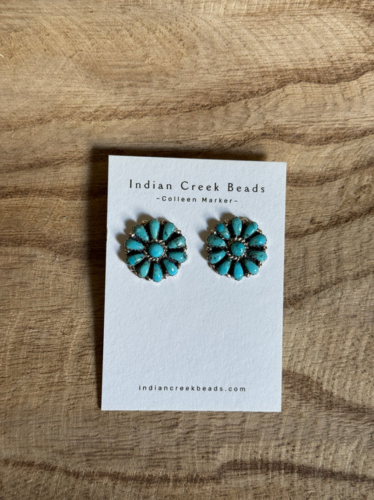 Blue Turquoise Cluster Earrings