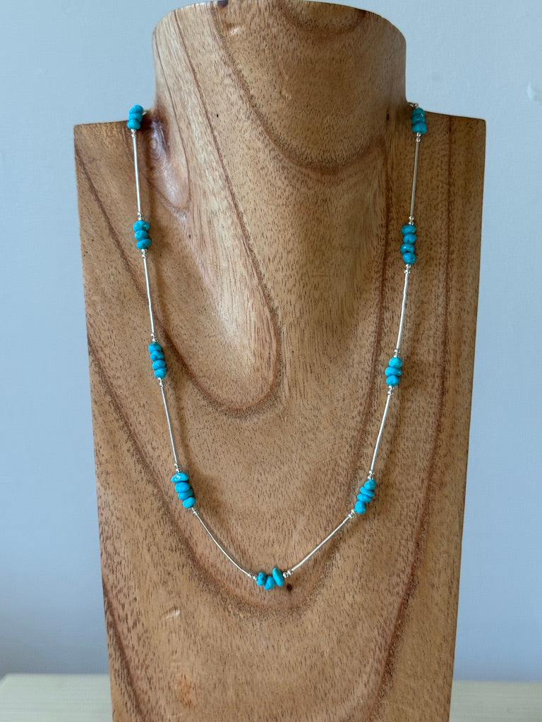 18" Liquid Silver & Turquoise